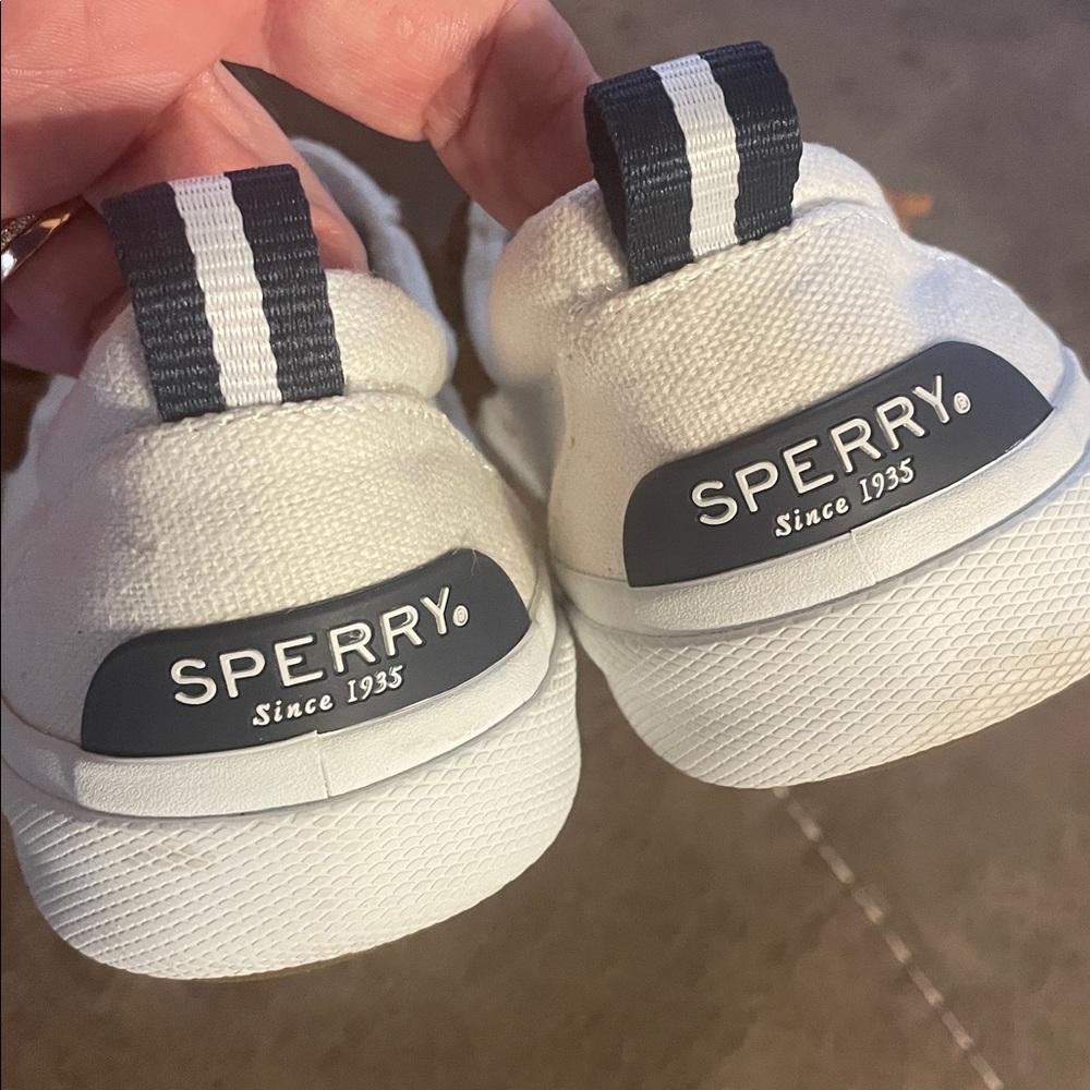 Sperry Topsiders Cream Canvas with Tan Leather Laces - Like New! Size 7 - Picture 5 of 12